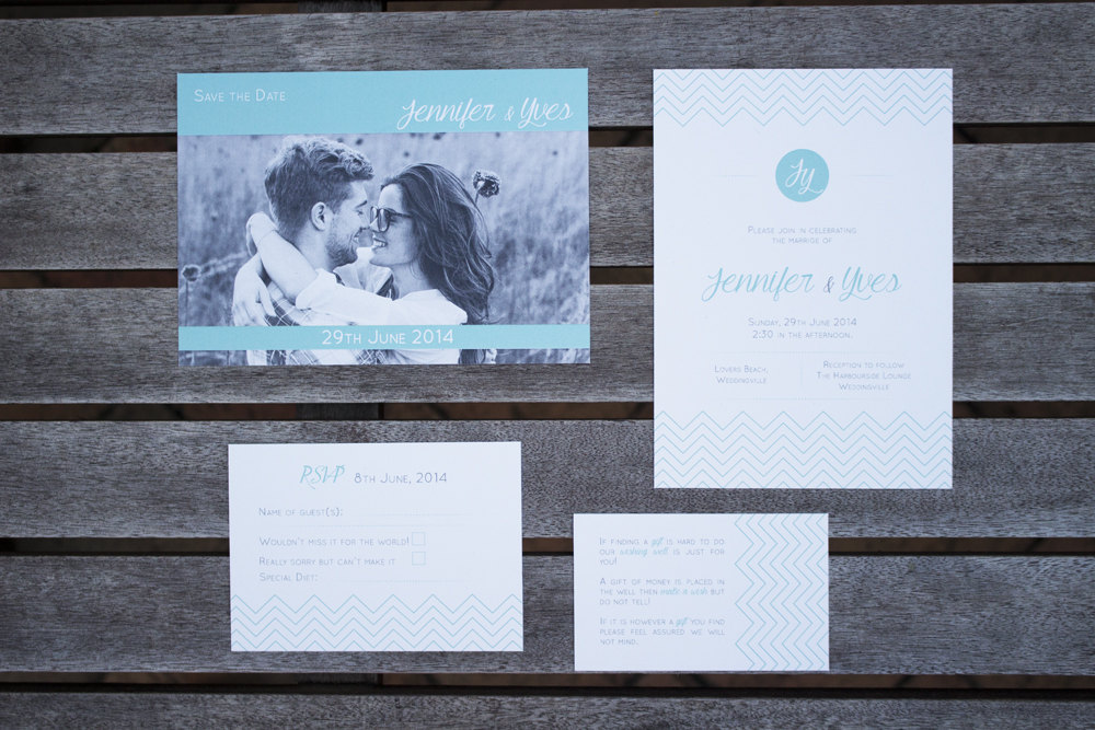 Chevron Wedding Invitation Set by Blossom Tree Designs