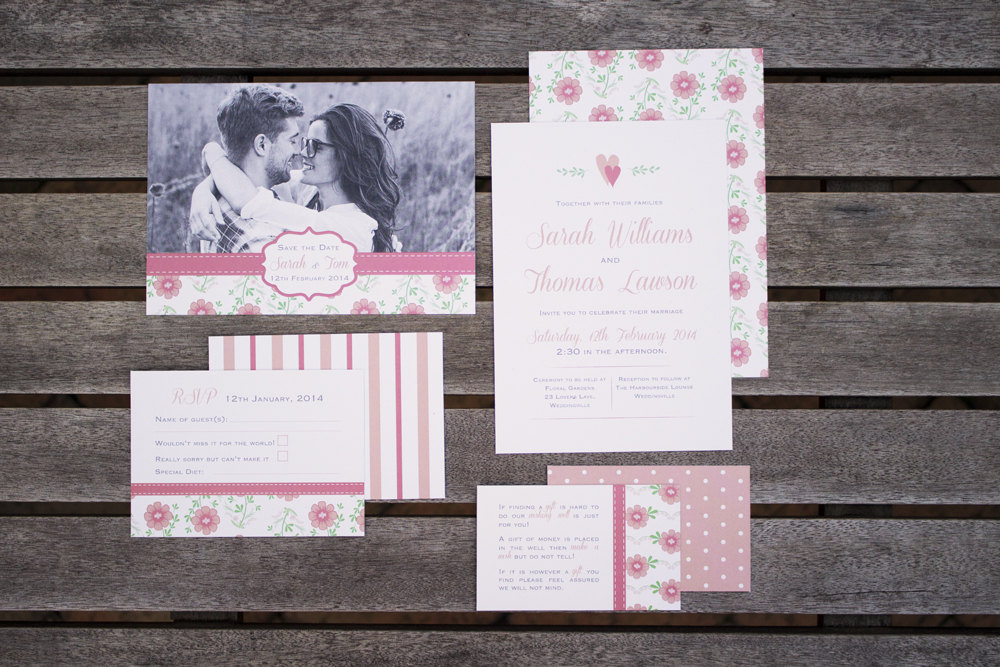 Vintage Floral Invitation Set by Blossom Tree Designs